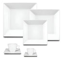 Set Platos 42 Piezas Cuadrados Porcelana Blanco Oxford